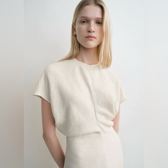 Toteme Women’s Slouch Waist Dress Size 36 Cream Colored - Picture 2 of 13